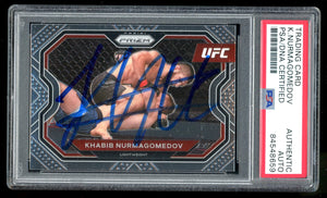 Khabib Nurmagomedov Signed 2021 Panini UFC Prizm Base 1st Year #181 Auto PSA