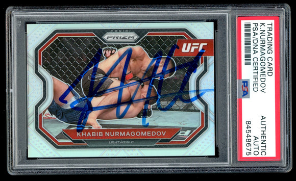 Khabib Nurmagomedov Signed 2021 Panini UFC Prizm Silver #181 Auto PSA