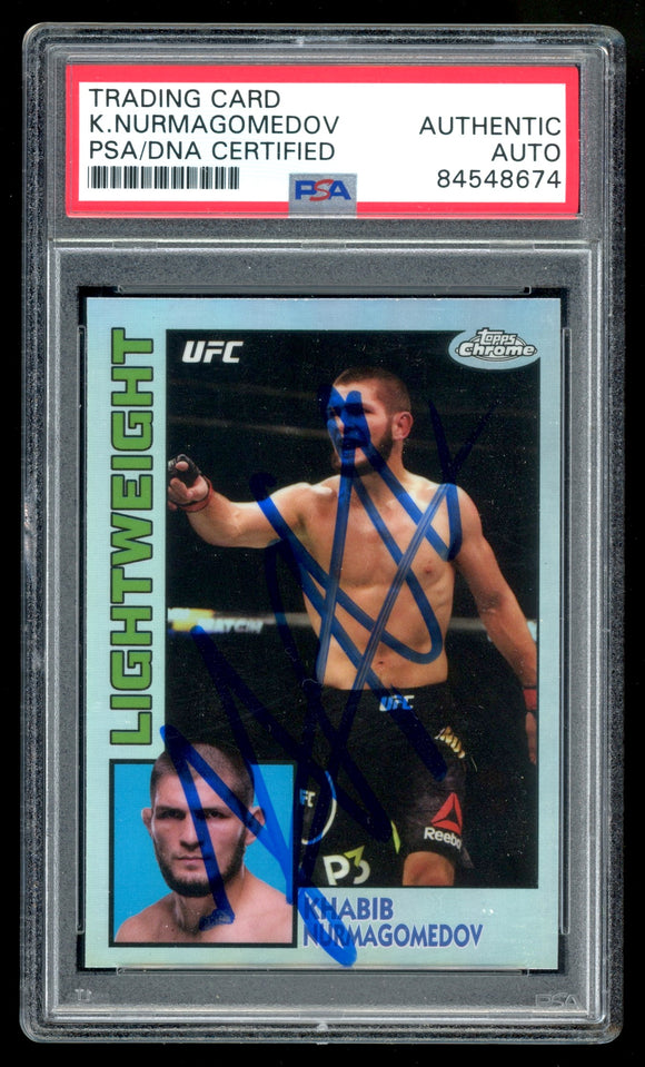 Khabib Nurmagomedov Signed 2019 Topps Chrome UFC 1984 Throwback 84T-KN Auto PSA