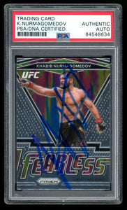 Khabib Nurmagomedov Signed 2021 Panini UFC Prizm Fearless #22 Auto PSA