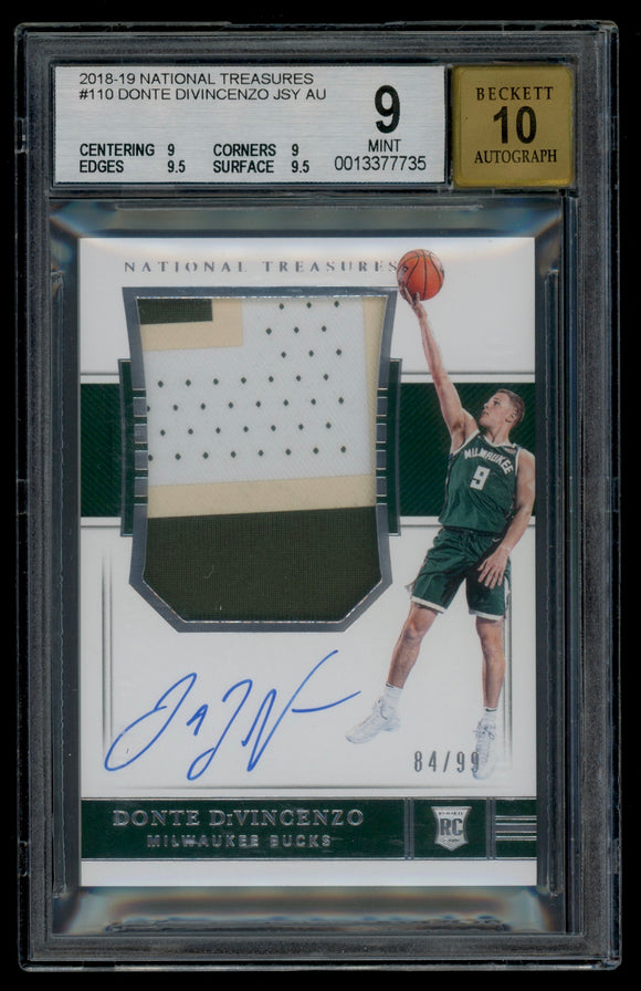 2018-19 Donte Divincenzo National Treasures TRUE RPA RC Rookie Patch Auto /99 BGS 9 Knicks