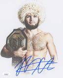 Khabib Nurmagomedov Signed 16x20 Photo With Belt UFC JSA Witness COA Proof