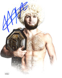 Khabib Nurmagomedov Signed 8x10 Photo W/ Belt UFC JSA Witness COA Proof