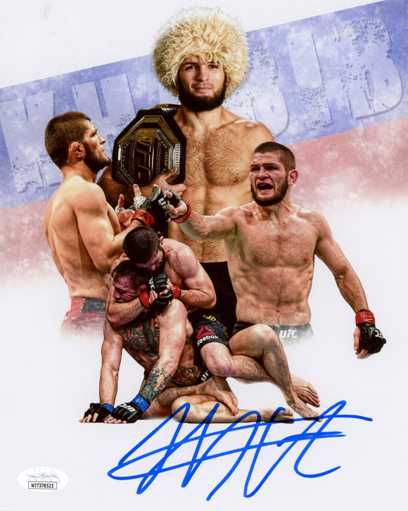 Khabib Nurmagomedov Signed 8x10 Photo Custom UFC JSA Witness COA Proof