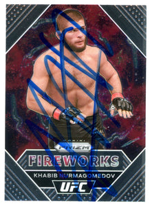 Khabib Nurmagomedov Signed 2021 Prizm Fireworks #18 JSA Witness COA Proof Auto