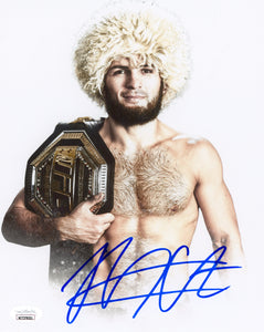 Khabib Nurmagomedov Signed 16x20 CANVAS Photo With Belt UFC JSA COA Proof