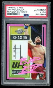 Jiri Prochazka Signed 2021 Contenders Optic Pink UFC Rookie RC 274 Inscribed "BJP" PSA Auto