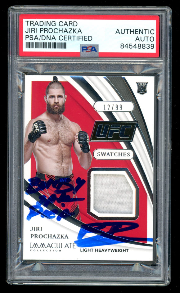 Jiri Prochazka Signed 2021 Immaculate Swatches /99 UFC Rookie RC PSA Auto 