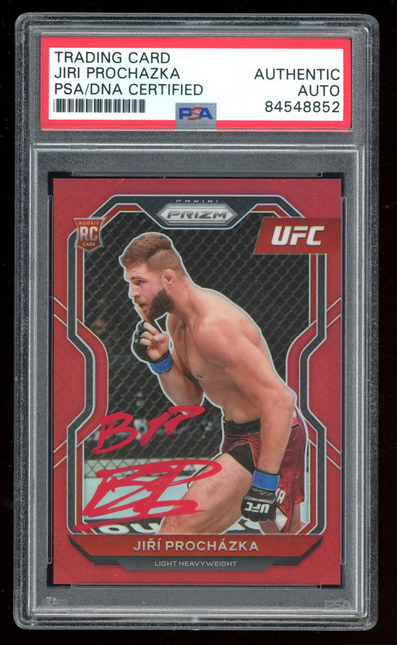 Jiri Prochazka Signed 2021 Prizm Red 237/275 UFC Rookie RC 84 PSA Auto 