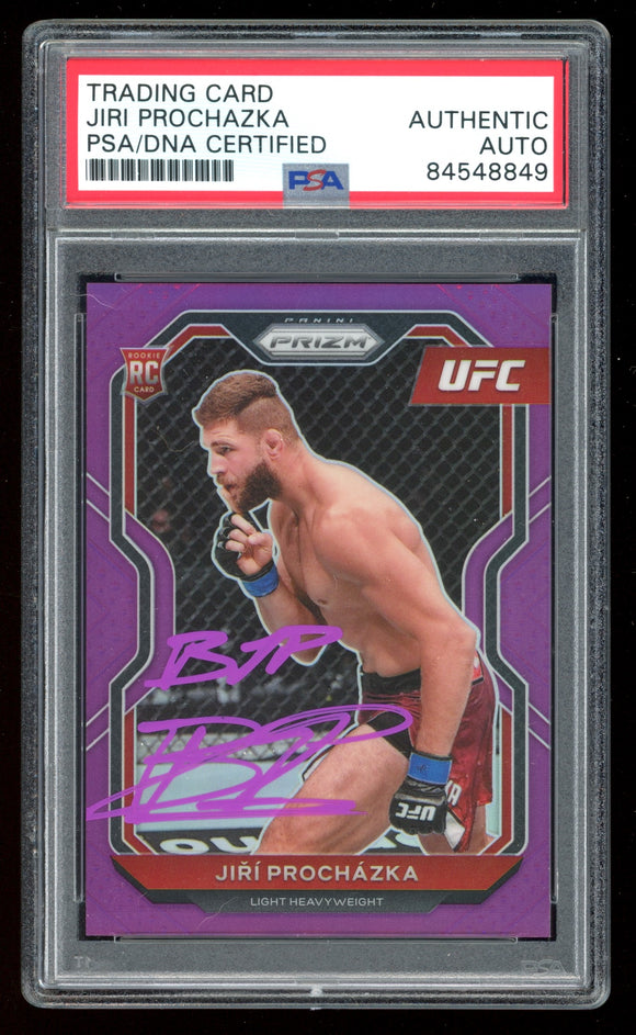 Jiri Prochazka Signed 2021 Prizm Purple 31/149 UFC Rookie RC 84 PSA Auto 