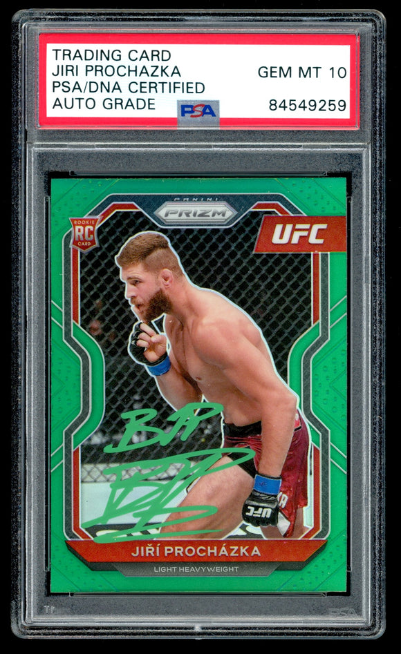 Jiri Prochazka Signed 2021 Prizm Green SP UFC Rookie RC 84 PSA 10 Auto 