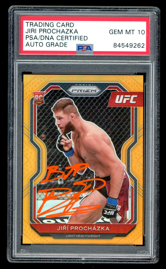 Jiri Prochazka Signed 2021 Prizm Orange 84/99 SP UFC Rookie RC 84 PSA 10 Auto 