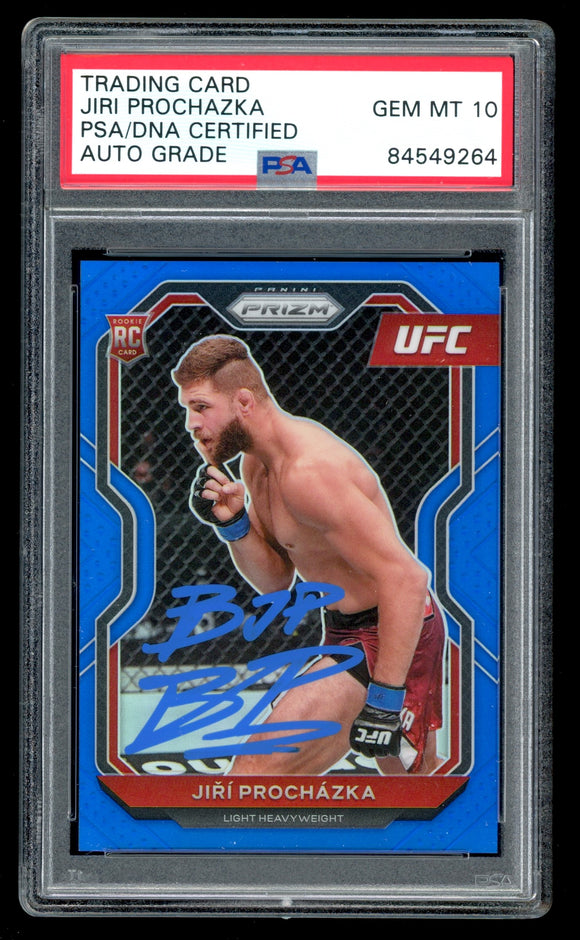 Jiri Prochazka Signed 2021 Prizm Blue /199 SP UFC Rookie RC 84 PSA 10 Auto 