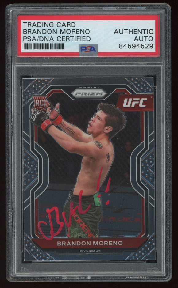 Brandon Moreno Signed 2021 UFC Prizm RC Rookie #38 Auto PSA DNA Slabbed