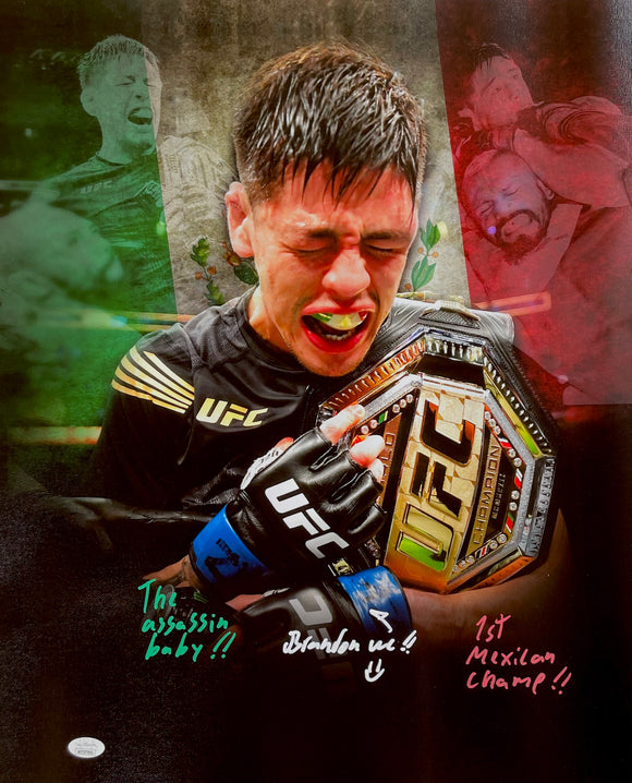 Brandon Moreno Signed 16x20 Photo Canvas UFC Assassin Baby 1st Mexican Champ JSA